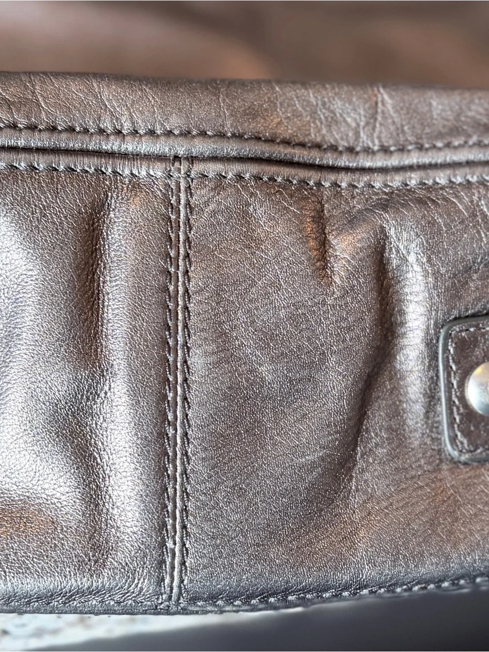 Coach Metallic Leather Shoulder Bag - Silver